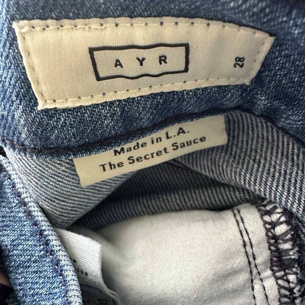 AYR Wide Leg Flare Jeans in Blue Denim - Picture 5 of 12